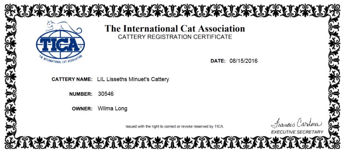 TICA registered cattery logo
